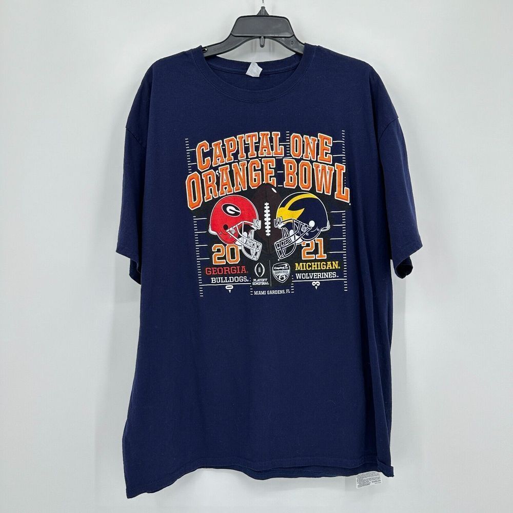 Capital One Orange Bowl Georgia Vs Michigan Tshirt Men 2XL Blue College Football